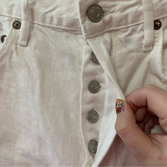 Agolde Riley High Rise Straight Crop Distressed Jeans in Slant White Size 26 - Picture 6 of 12